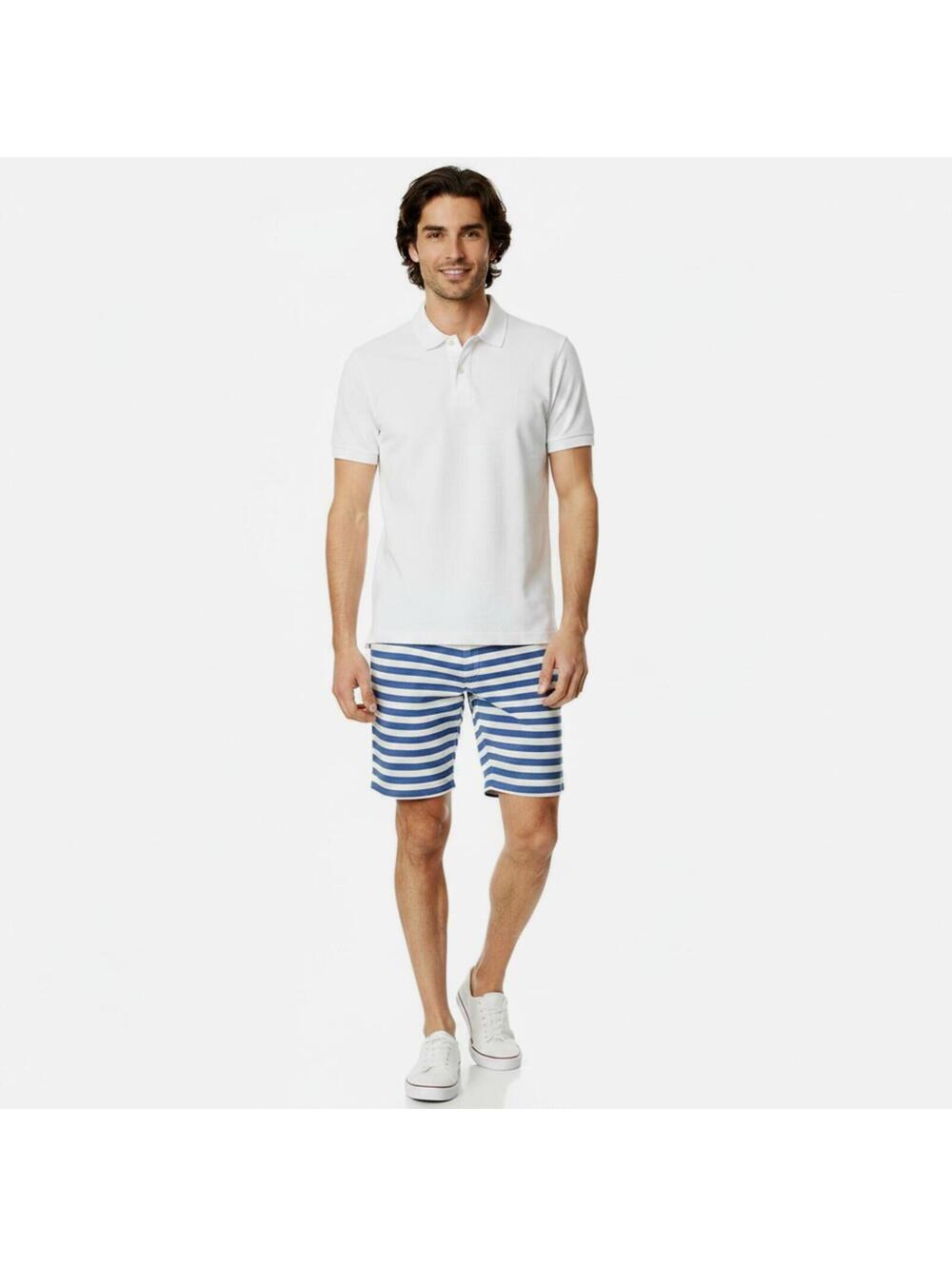 Ben Sherman Shorts Mens 30 Blue White Striped Oxford Chino Flat Front NWT